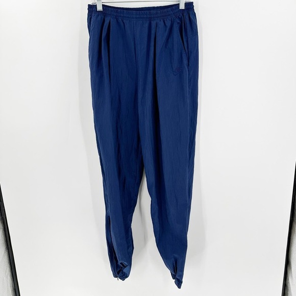 Nike Blue Elastic Waist Zip Ankle Windbreaker Activewear Joggers Size Medium - Picture 1 of 12